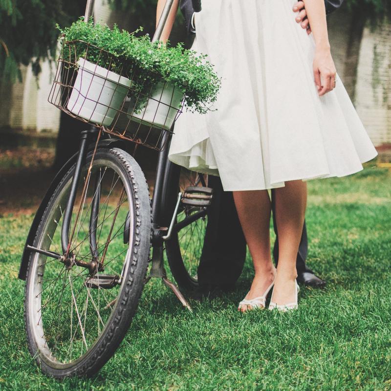 Mariage écologique en Normandie, arriver en vélo